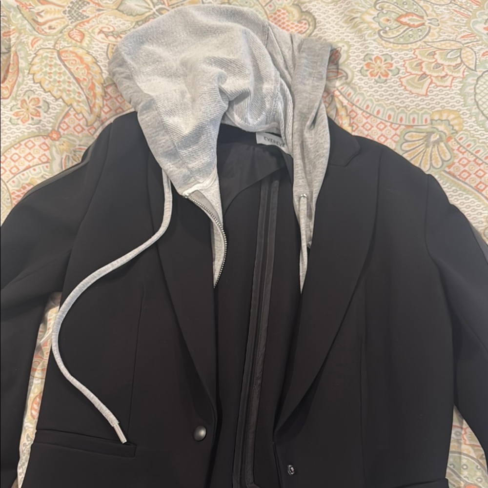 Evereve Black and Gray Blazer with Hoodie